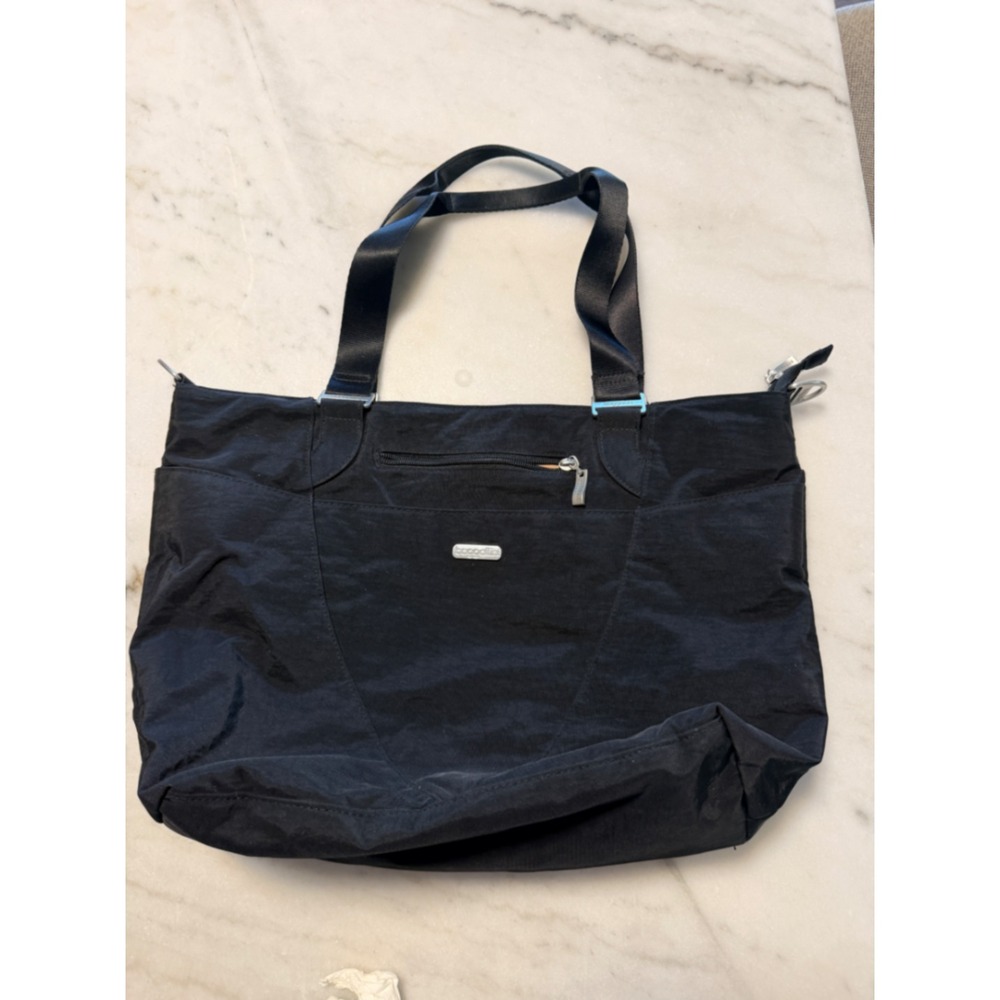 Baggallini Black Nylon Laptop Tote Bag Travel Carryall with Luggage Sleeve